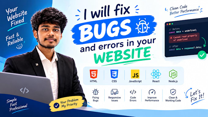 fix react javascript HTML CSS bugs and errors