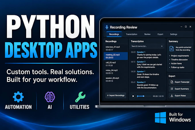 build a custom python desktop application for windows