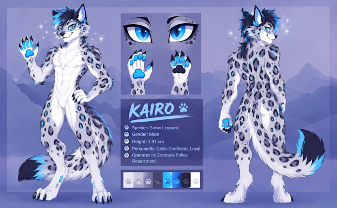 draw detailed furry reference sheet fursona character furry ref sheet oc design