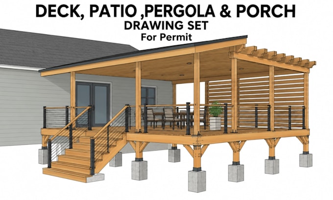 create patio cover, pergola and workshop permit drawing, structural drawing