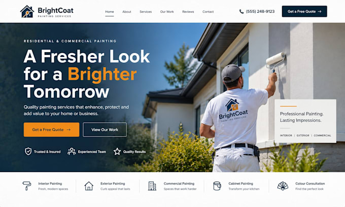 build squarespace painting contractor website painter website house brand websit