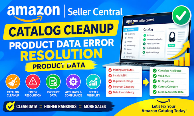 amazon seller central catalog cleanup product data error resolution product data