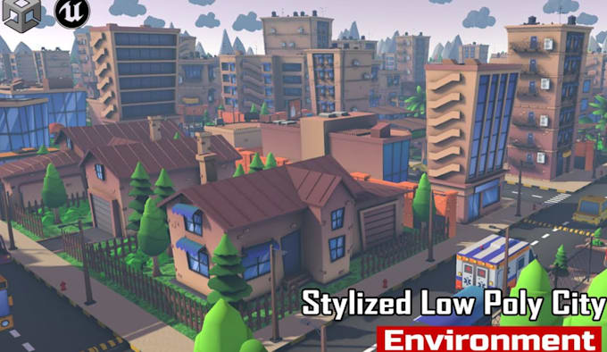make stylized low poly 3d game environment, game map, game level, game world