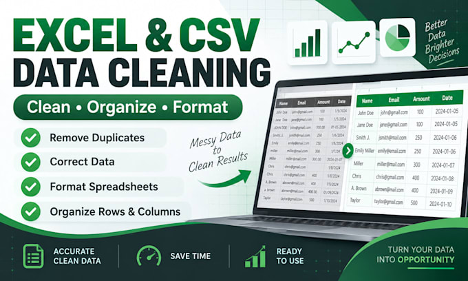 clean, organize and format excel or CSV data