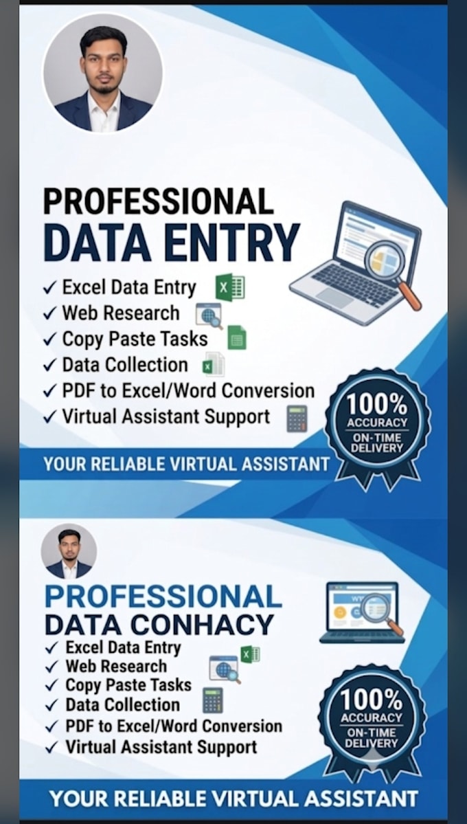 do excel data entry, web research and virtual assistant