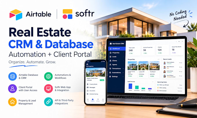 do airtable automation database CRM softr client portal webapp for real estate