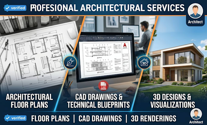 create professional architectural floor plans, cad drawings and 3d designs
