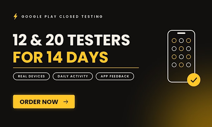 provide 12 testers 20 app testing for google play close testing