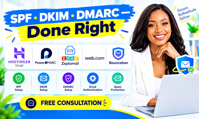 setup hostinger email, powerdmarc, zoho zeptomail, web com and bounceban