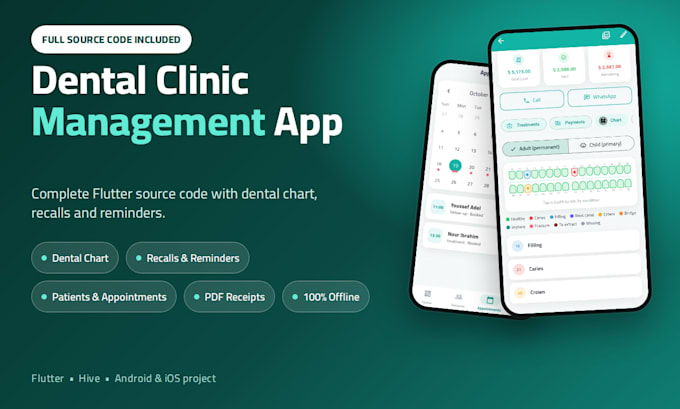 provide a ready flutter dental clinic app with source code