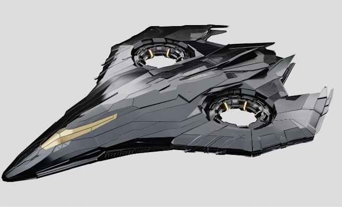 create detailed sci fi spaceship 3d model, space battle ship and spacecraft