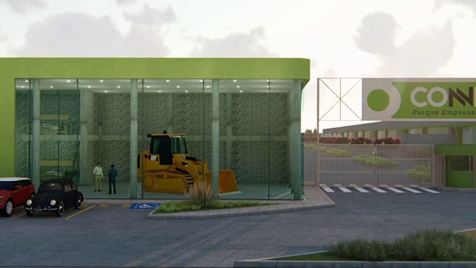 do 3d factory warehouse flythrough, 3d industrial facility logistics animation