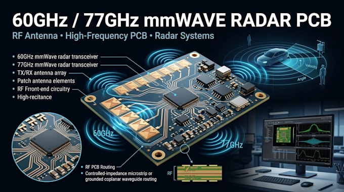 design 60ghz 77ghz mmwave radar pcb, antenna and rf systems