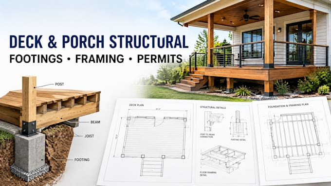 deck and porch structural engineering footings, framing plans and permits