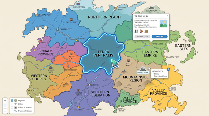 design clickable interactive map, svg map, vector website map, digital map