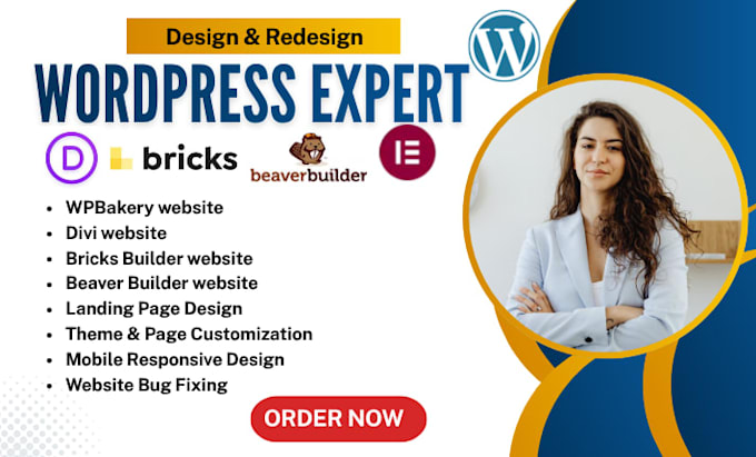 wordpress website using elementor divi wpbakery brick and beaver builder