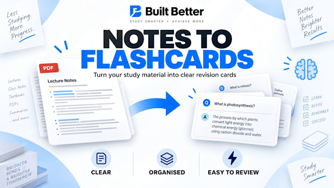 turn your notes, pdfs or slides into clear study flashcards