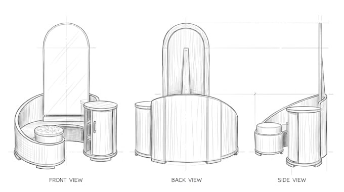 hand draw furniture technical drawing furniture cad design cabinet shop drawing