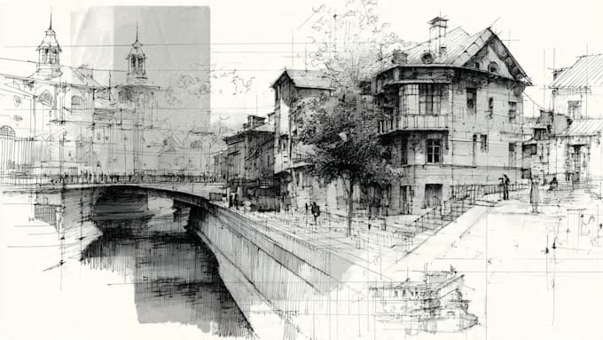 draw digital architectural sketches and illustrations