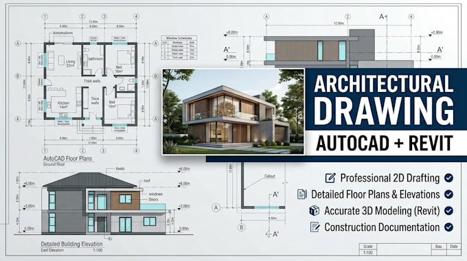 make architectural drawing in autocad and revit
