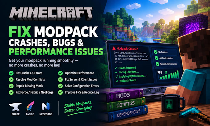 fix minecraft modpack crashes bugs and performance issues