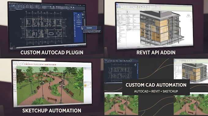 develop custom autocad plugin revit API addin and sketchup automation tools