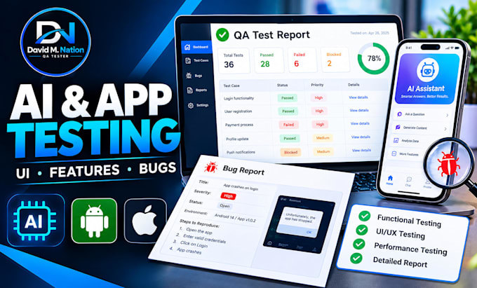 test your ai project and mobile app with UI feature and software testing