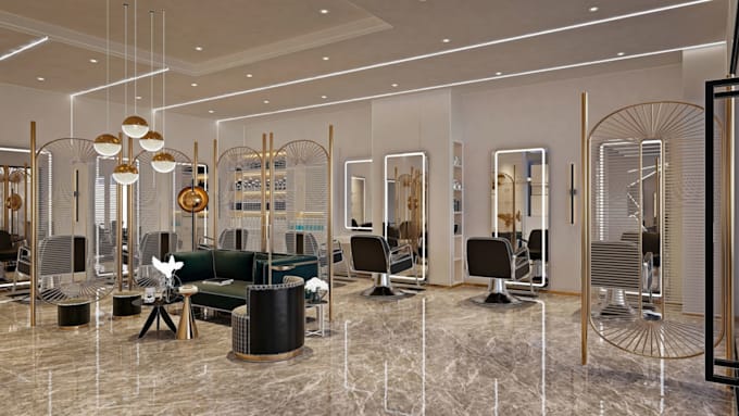 do salon interior design, spa design and beauty salon 3d rendering