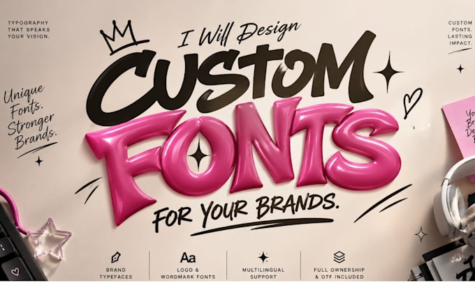 make custom font typography typeface font design wordmark letttering font logo