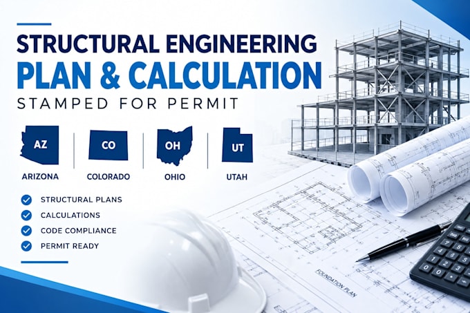 stamp arizona, colorado, ohio, utah structural engineering plan and calculation
