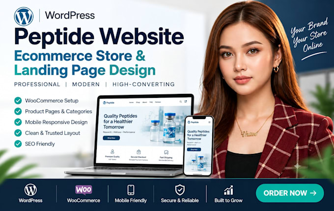 peptide wordpress website fda complaint ecommerce store landing page design