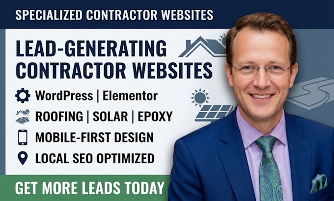 design a roofing solar or epoxy flooring contractor website