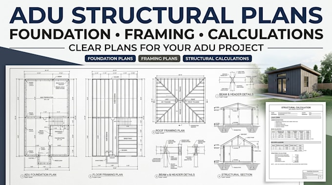create adu structural plans foundation framing calculations