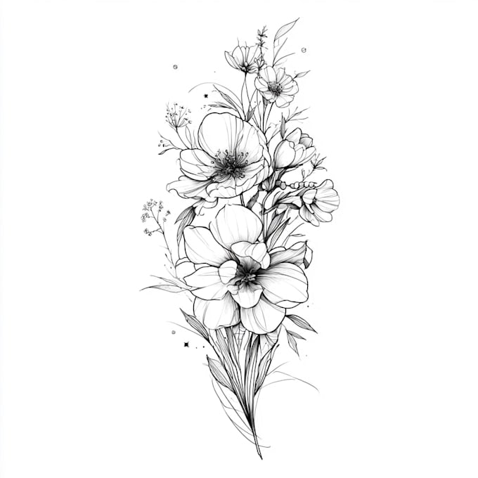 draw custom fine line and blackwork tattoo design
