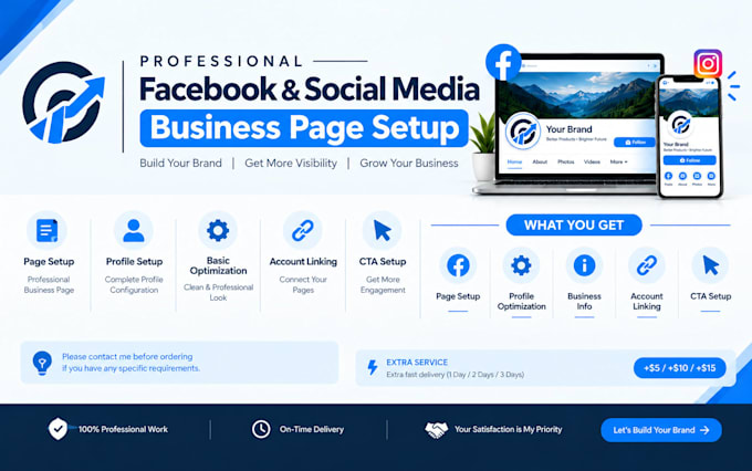 create professional facebook and instagram business page setup