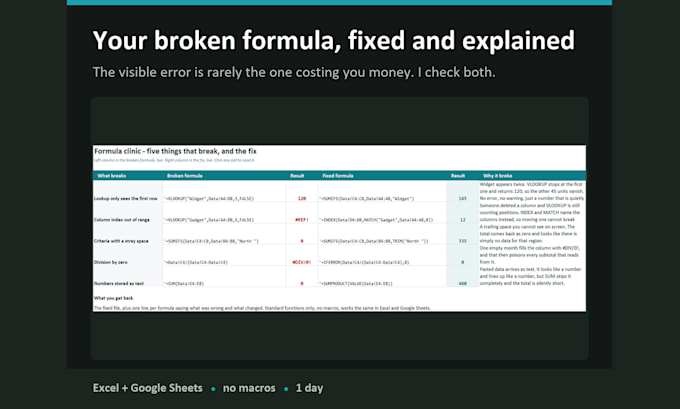 fix your broken excel or google sheets formula and explain it