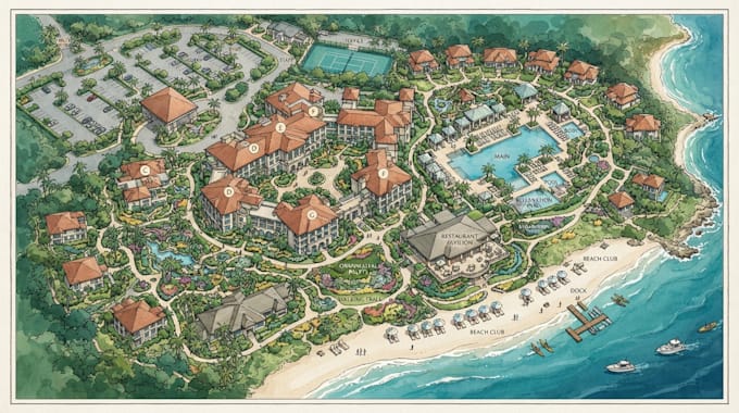 create custom hotel map, resort, campground, and guest navigation maps