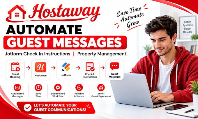automate guest messages jotform check instructions property management hostaway
