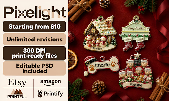 design custom christmas ornaments for etsy amazon shopify