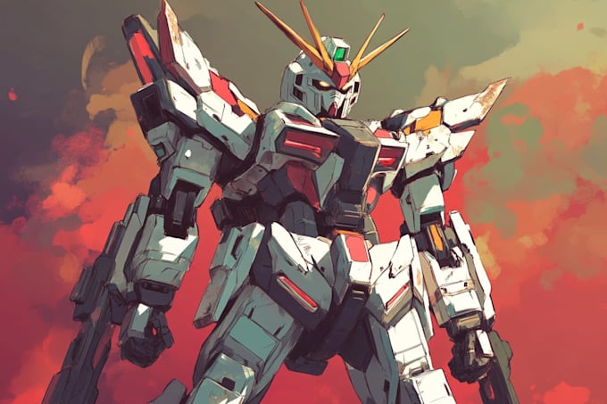make gundam character illustration and robot art