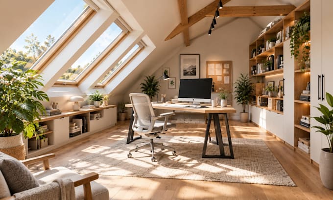 create realistic 3d attic, loft and double height space renderings