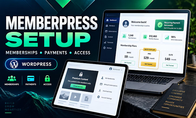 set up memberpress and build a wordpress membership website