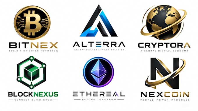 design a professional crypto, blockchain, fintech, digital cryptocurrency logo