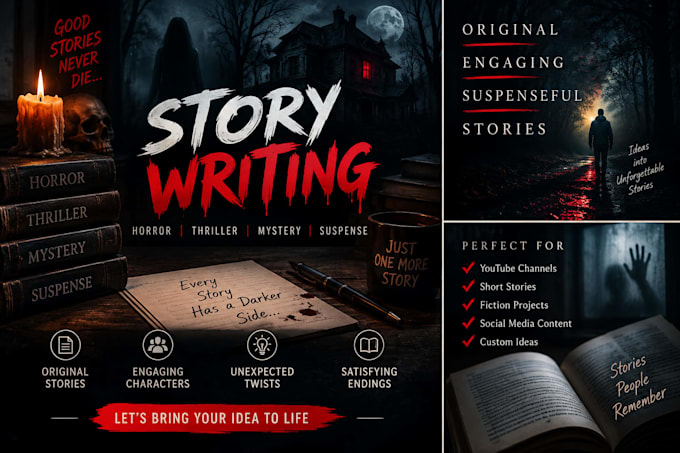 write a captivating horror, thriller and mystery story