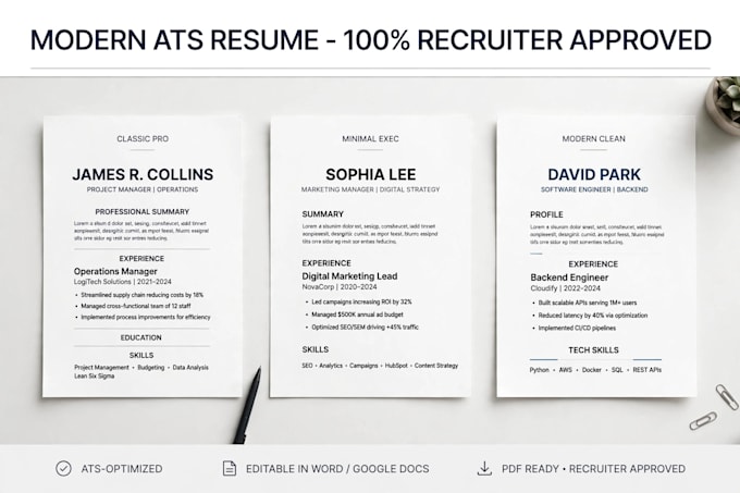 design modern ats resume and CV