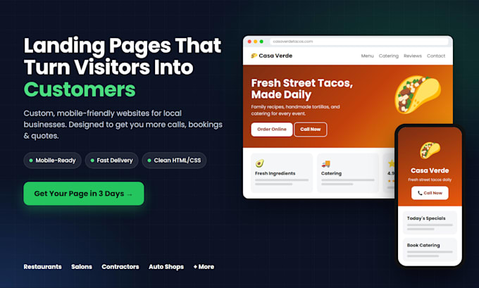 build a landing page website for your local business