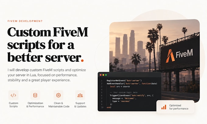 develop custom fivem scripts and optimize your server in lua