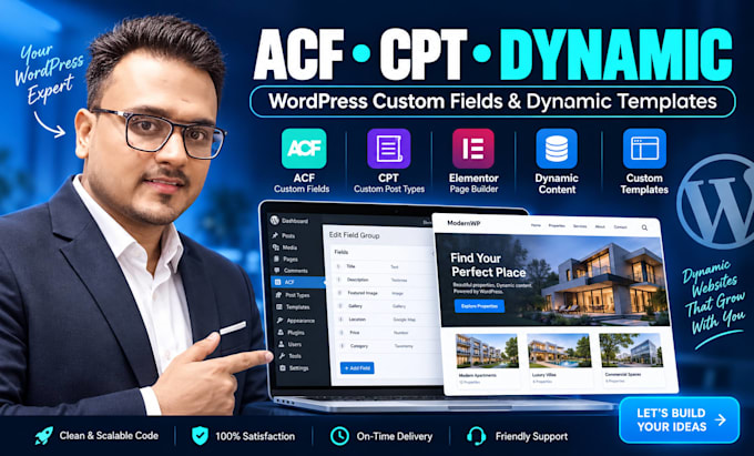 build acf cpt and dynamic wordpress elementor websites