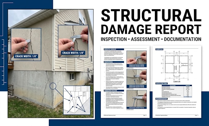 prepare structural damage report, inspection report and assessment