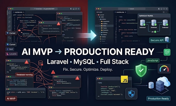 clean up ai code and refactor your PHP laravel mvp for production